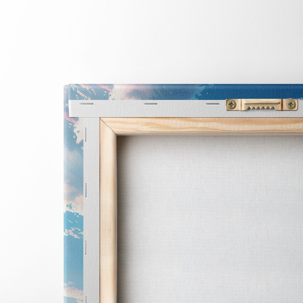 Blue sky with clouds and pink hearts