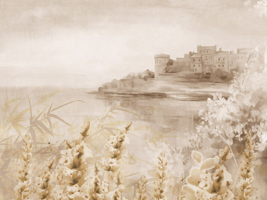 Pictura unui castel și a unui lac