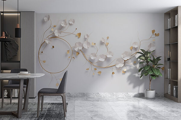 Decor floral elegant pe un perete Decor floral elegant pe un perete