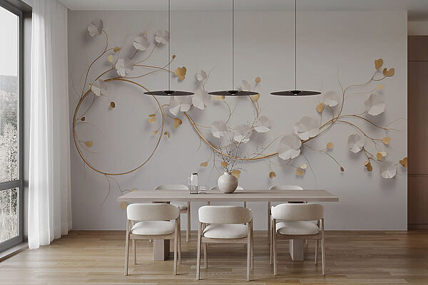 Decor floral elegant pe un perete Decor floral elegant pe un perete