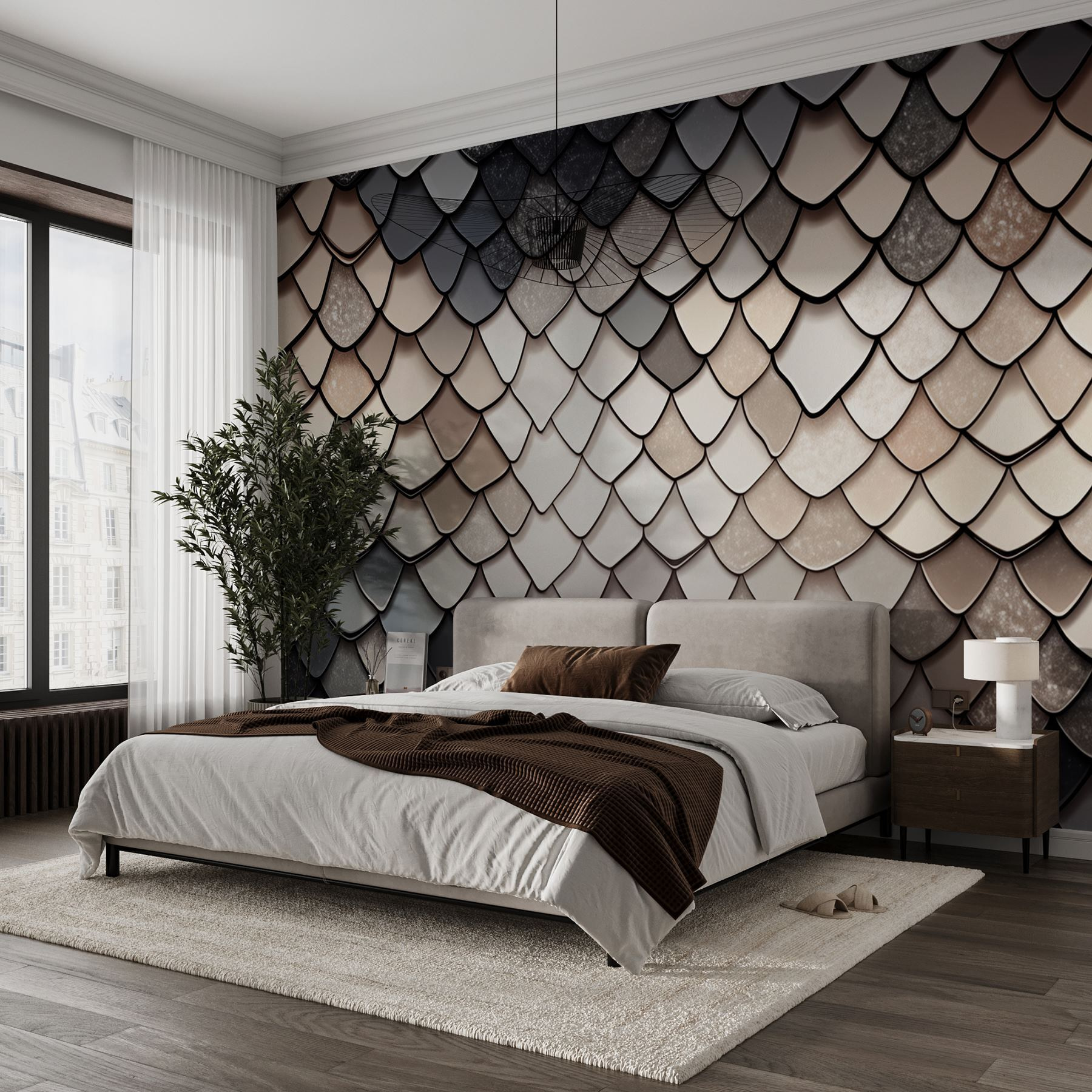 Textured scales in muted color palette Textured scales in muted color palette