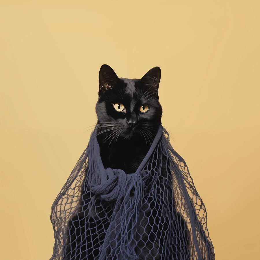 Pisică purtând o plasă Pisică purtând o plasă