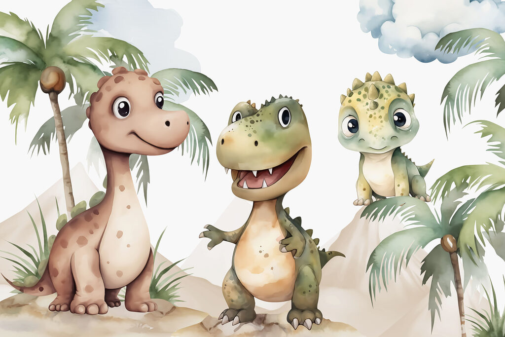 Grup de dinozauri în picioare pe stânci Grup de dinozauri în picioare pe stânci