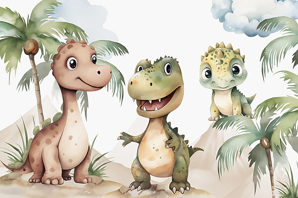 Grup de dinozauri în picioare pe stânci Grup de dinozauri în picioare pe stânci