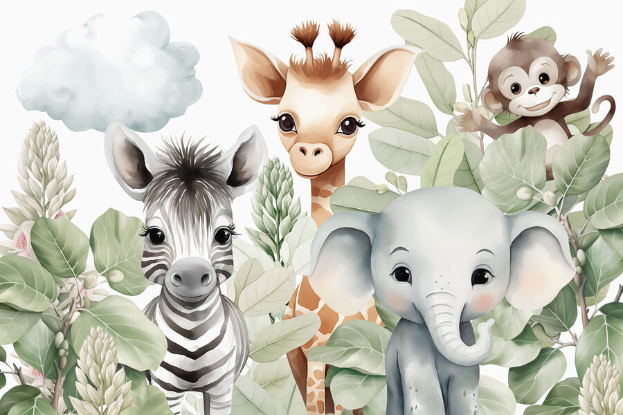 Grup de animale cu frunze