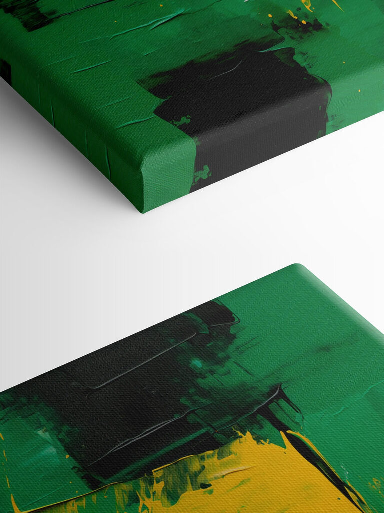 Painting of green and yellow paint Painting of green and yellow paint