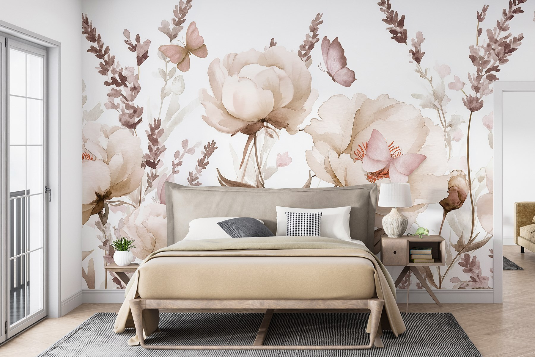 Painting of flowers and butterflies