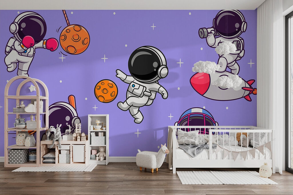 Cartoon of astronauts in space