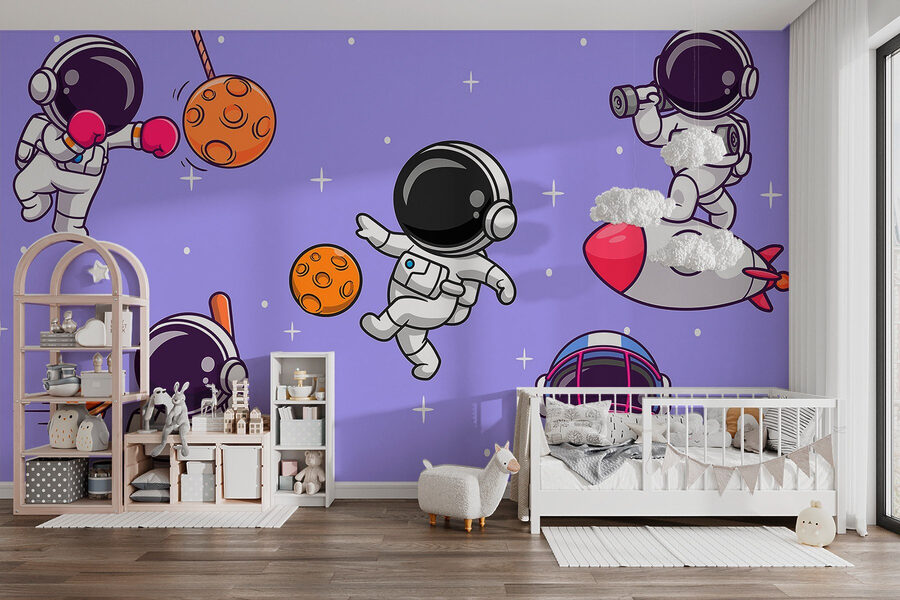 Desen animat cu astronauți în spațiu