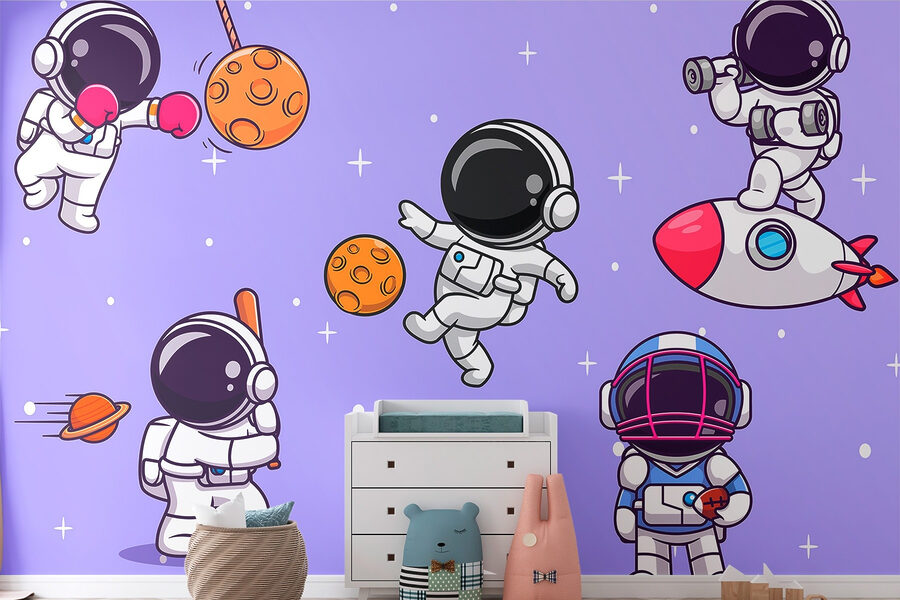 Desen animat cu astronauți în spațiu