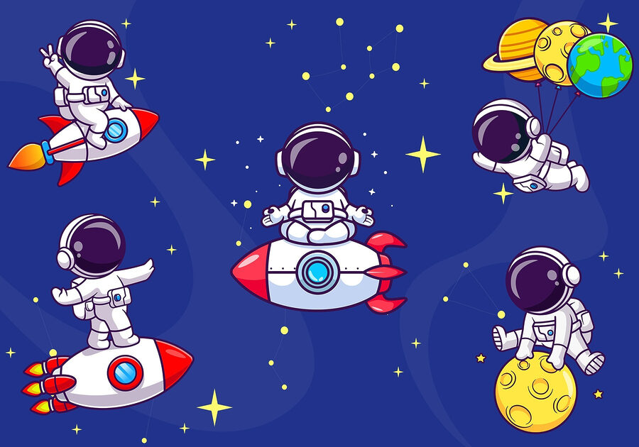 Desen animat astronaut în spațiu