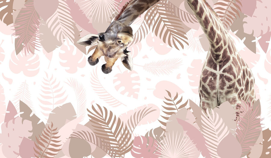 Girafă cu un model de frunze
