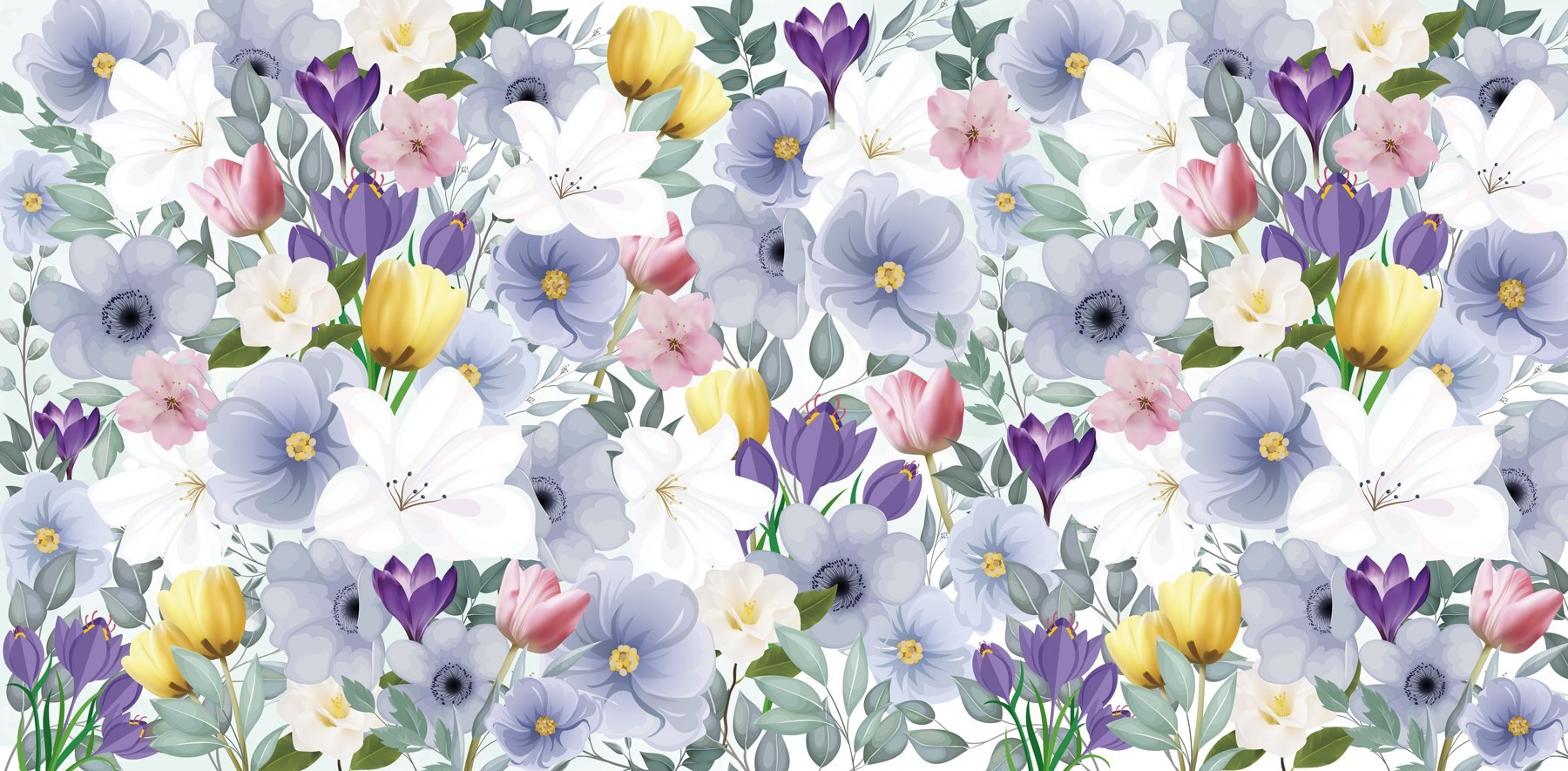 Group of flowers with leaves