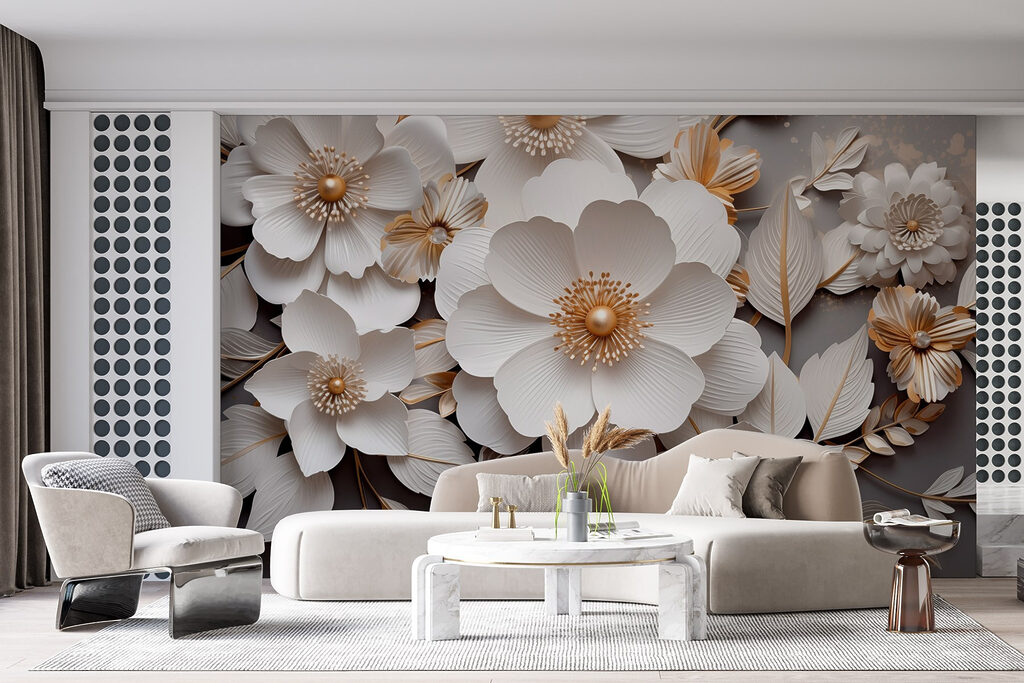 Elegant paper flowers in soft tones