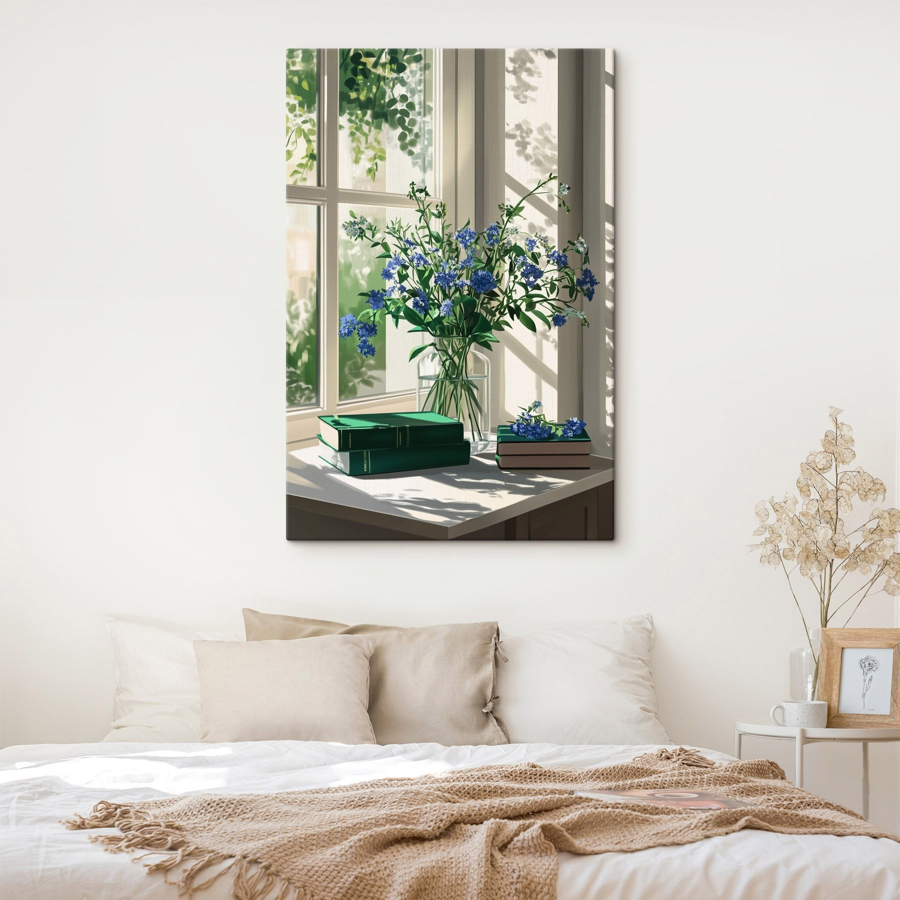 Vase of flowers in front of a window