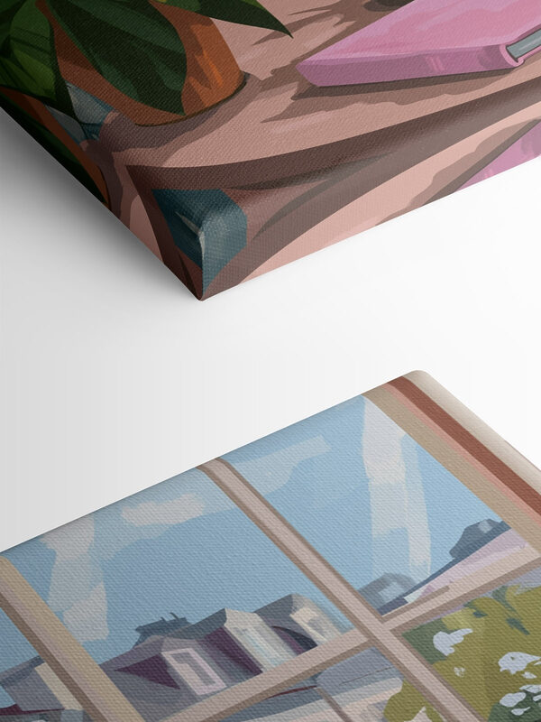 Vase of flowers and a candle in front of a window Vase of flowers and a candle in front of a window