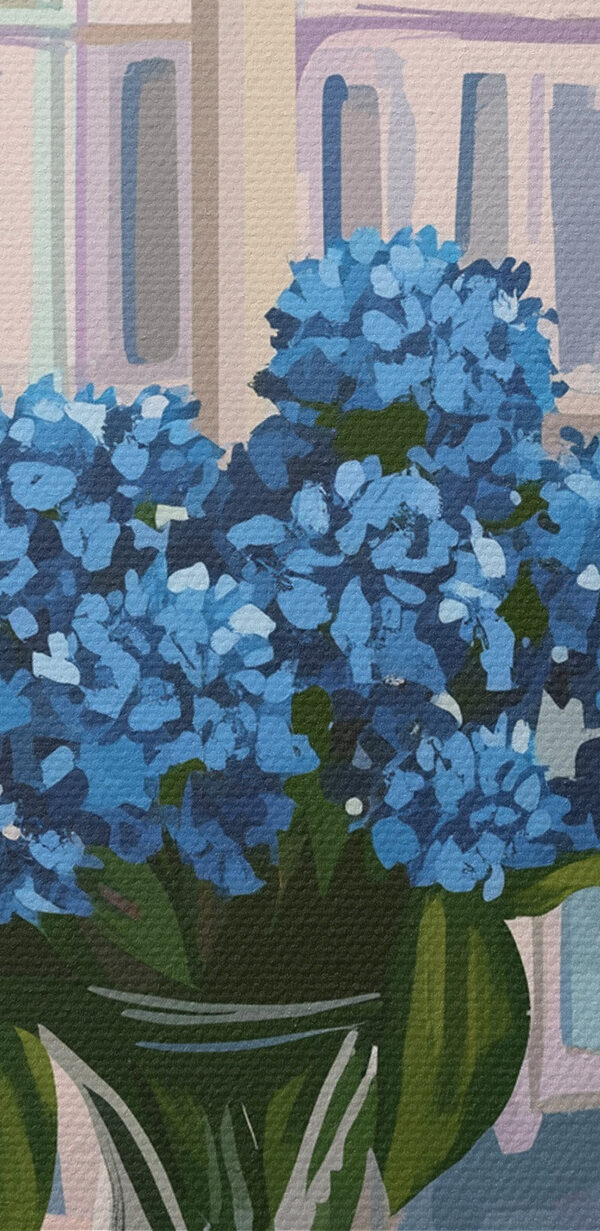 Vase of flowers and a candle in front of a window Vase of flowers and a candle in front of a window