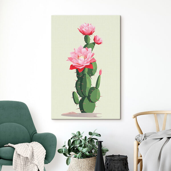 Cactus cu flori roz Tablouri Cactus cu flori roz