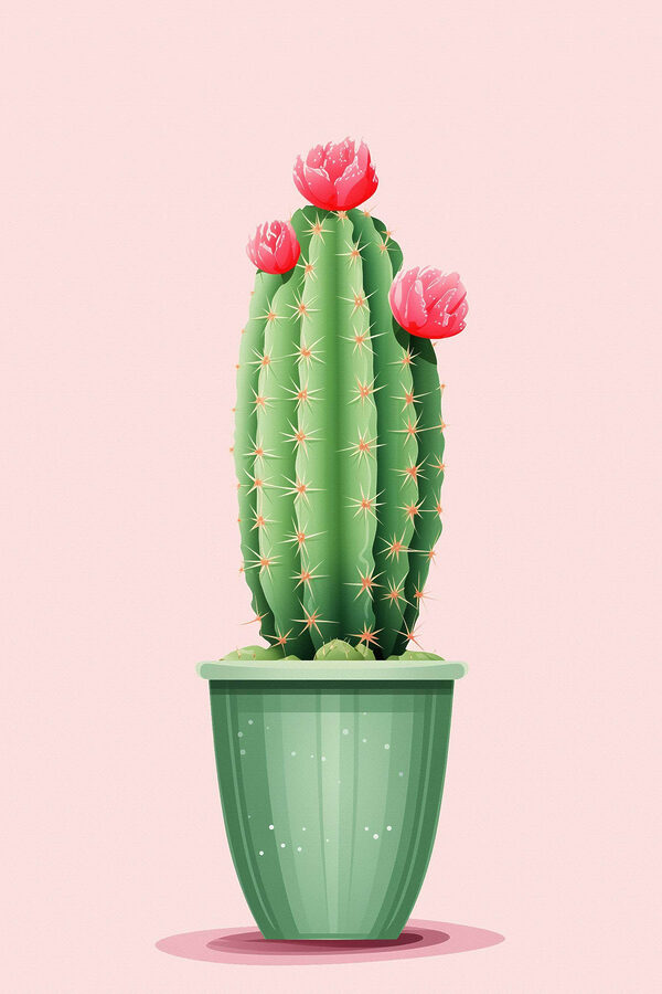 Cactus cu flori într-o oală Cactus cu flori într-o oală