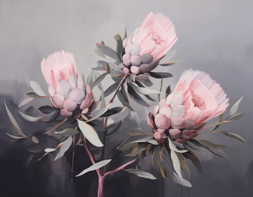 Painting of pink flowers