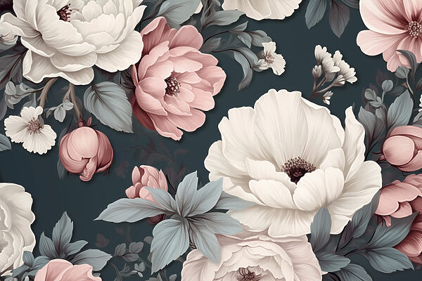 Model floral cu flori albe și roz Model floral cu flori albe și roz