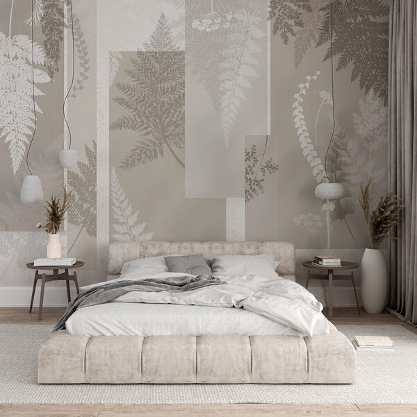 Fototapet Model floral gri și alb (SKU: w09007) Fototapet Fototapet Model floral gri și alb (SKU: w09007)