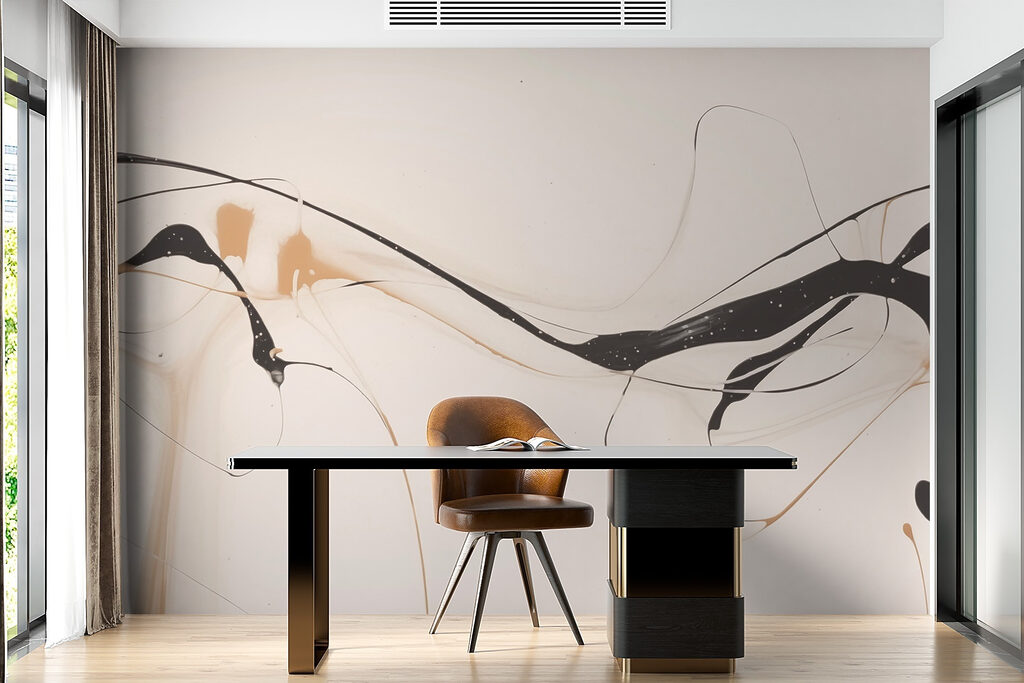 Black and tan paint on a white surface