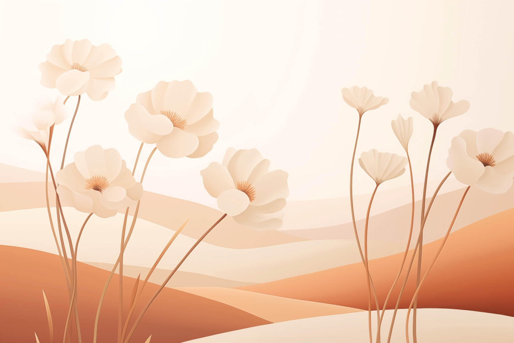 White flowers in a desert