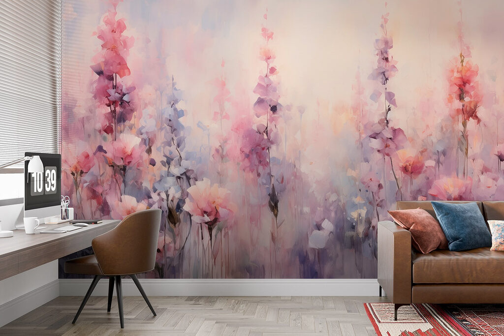 Painting of flowers in a field