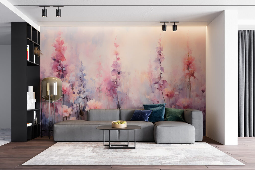 Painting of flowers in a field