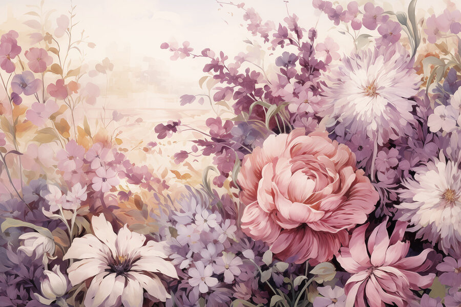 Fototapet Pictura de flori și frunze - imagine 5