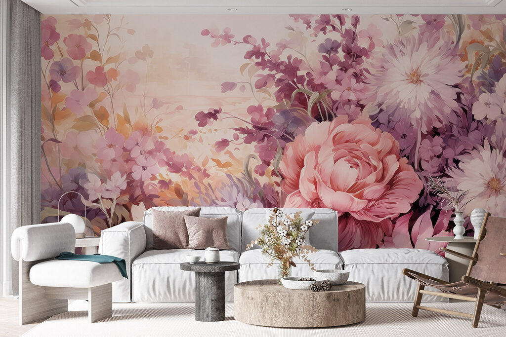 Painting of flowers and leaves