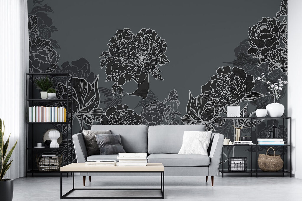 Group of flowers on a gray background