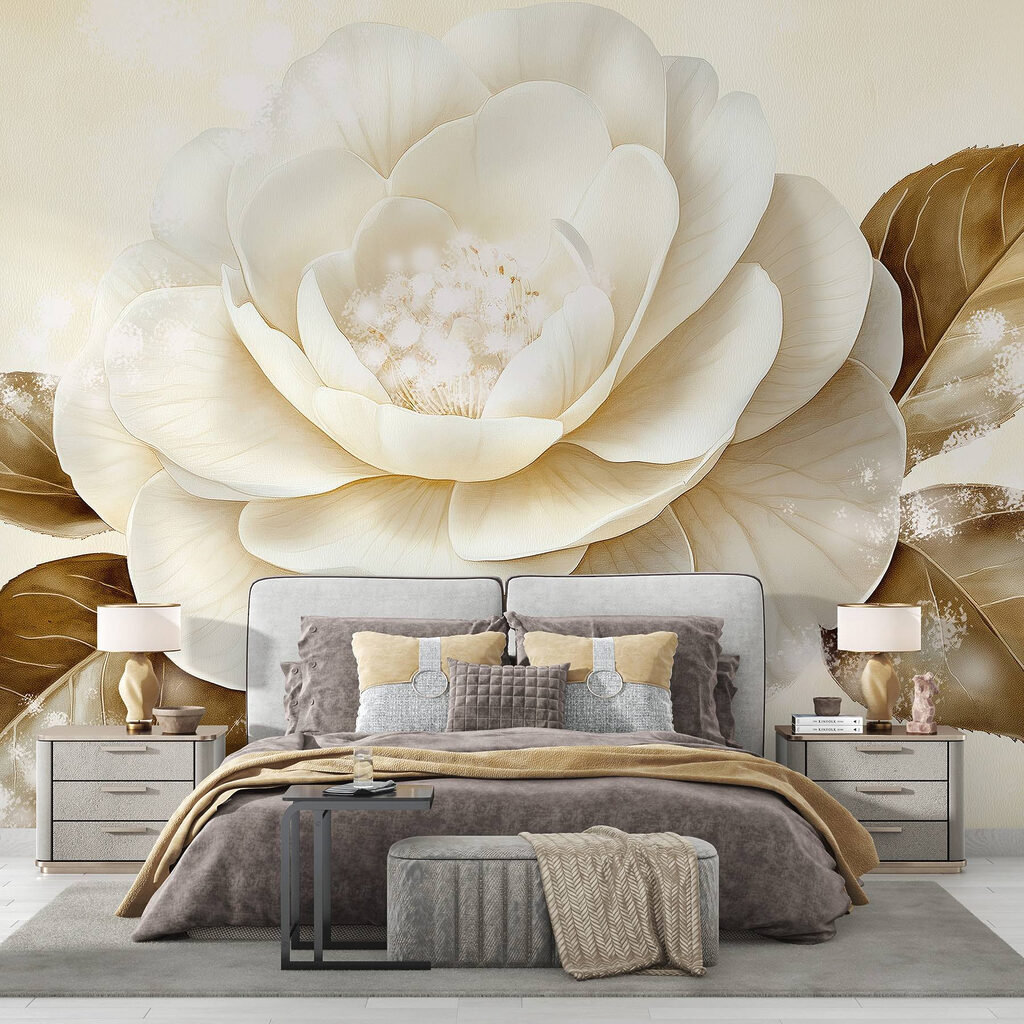 White flower with brown leaves