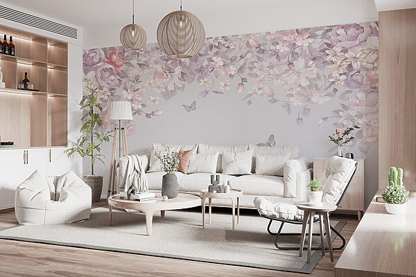 Model floral cu fluturi Model floral cu fluturi