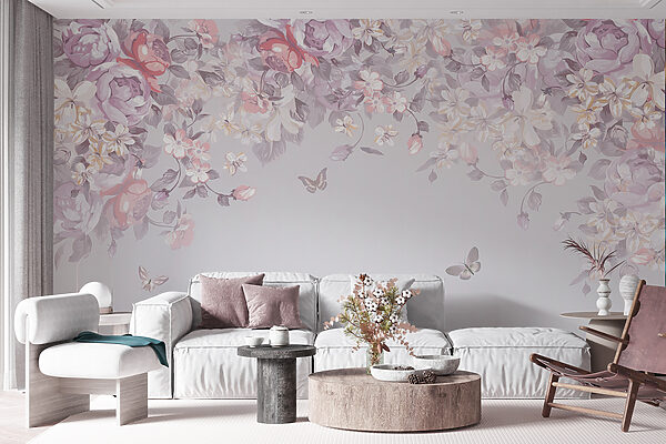 Model floral cu fluturi Model floral cu fluturi