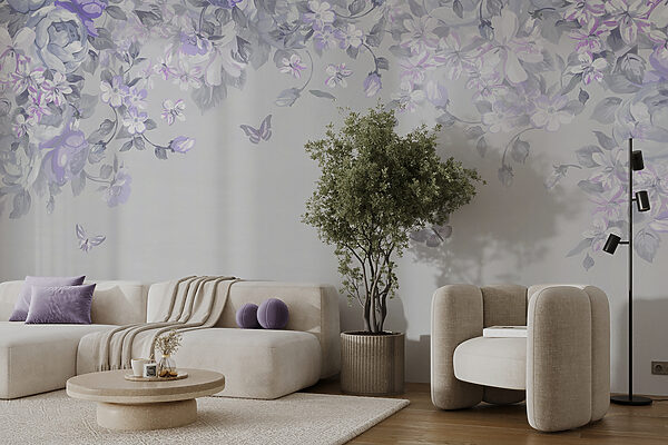 Un design floral cu fluturi Un design floral cu fluturi