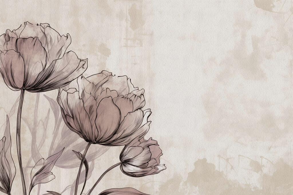 Drawing of flowers on a white background Drawing of flowers on a white background