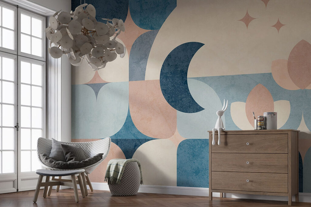 Blue and pink geometric design