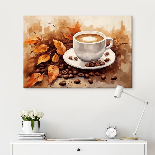 Ceașcă de cafea și boabe pe o farfurie Ceașcă de cafea și boabe pe o farfurie