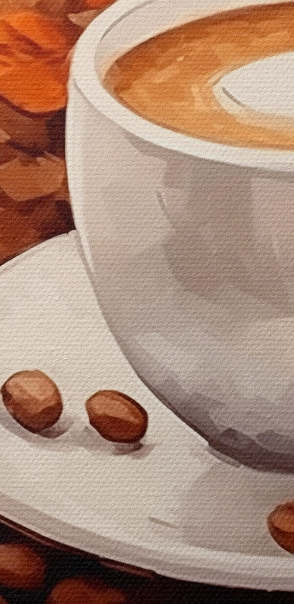 Ceașcă de cafea și boabe pe o farfurie Ceașcă de cafea și boabe pe o farfurie