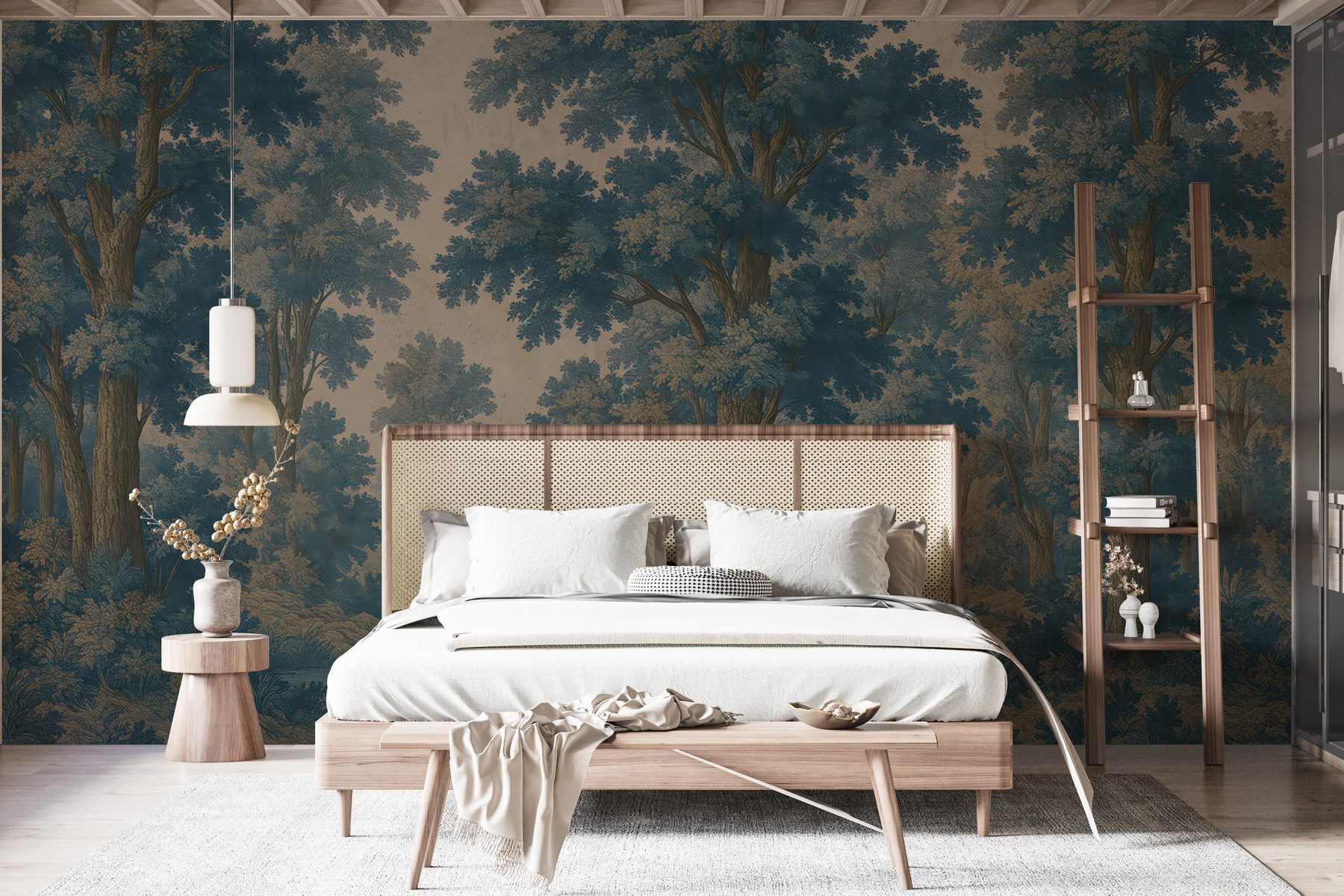 Painting of trees and a river