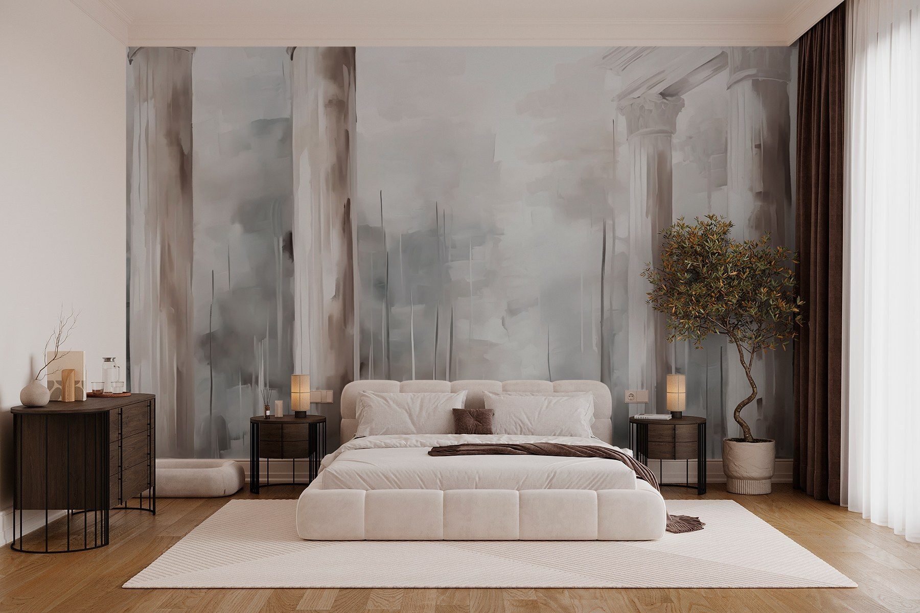 Painting of a building with columns Painting of a building with columns