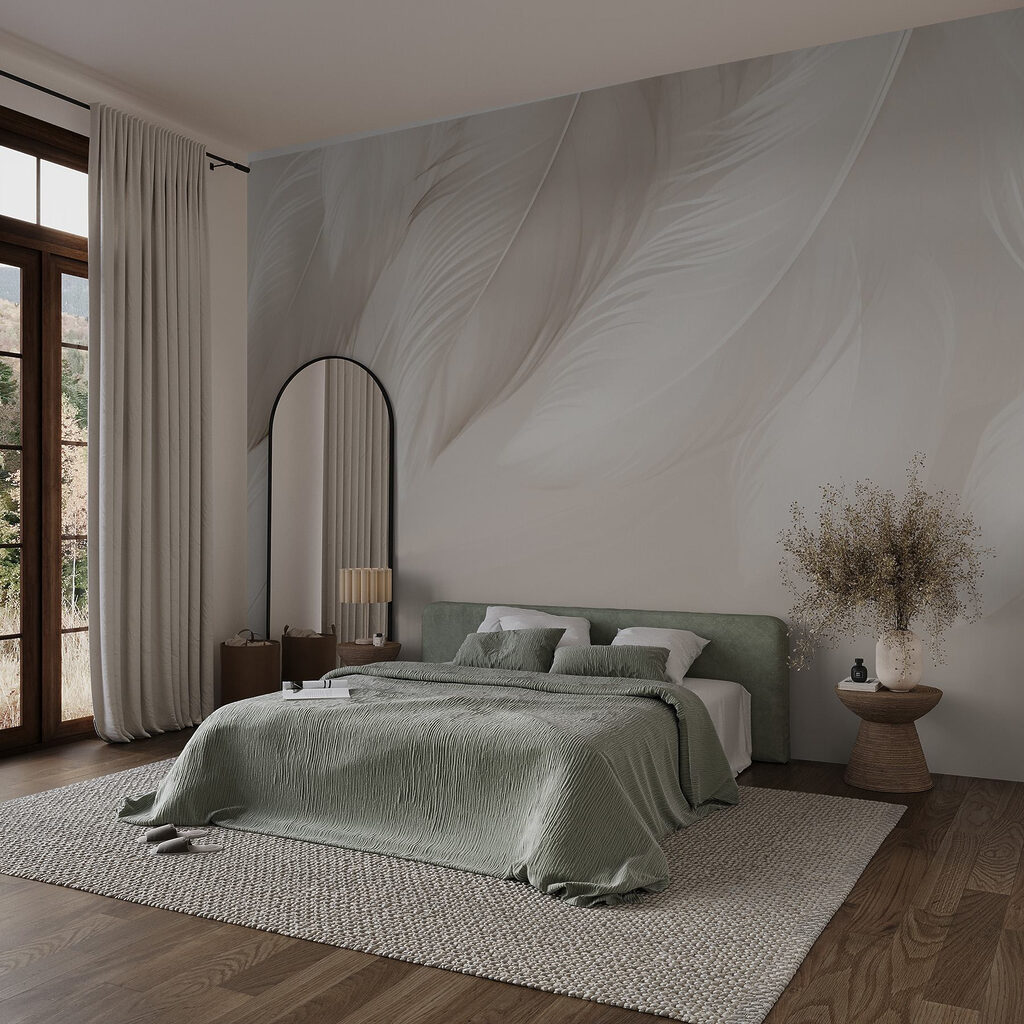 Delicate feathers on soft backdrop