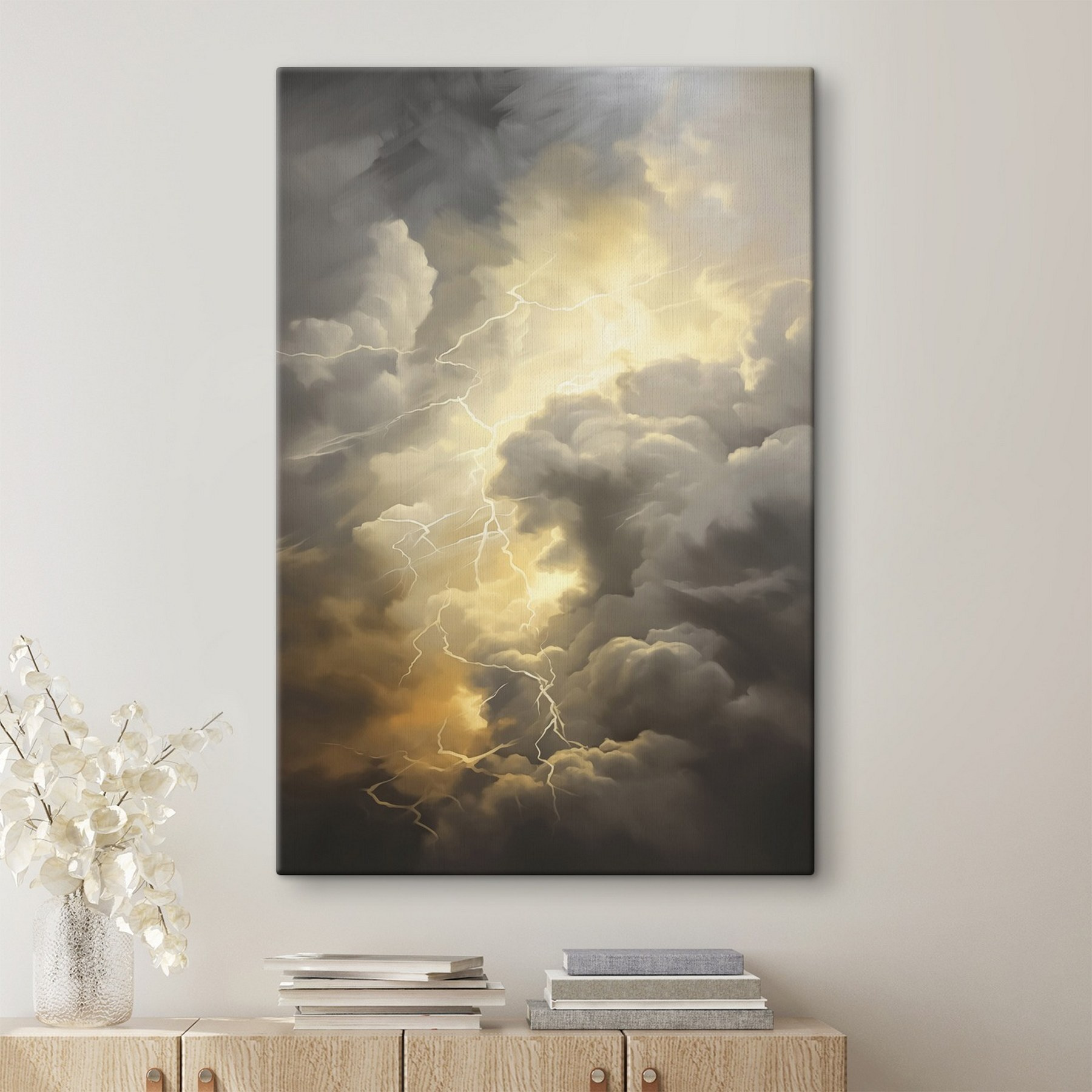 Lightning striking in the sky