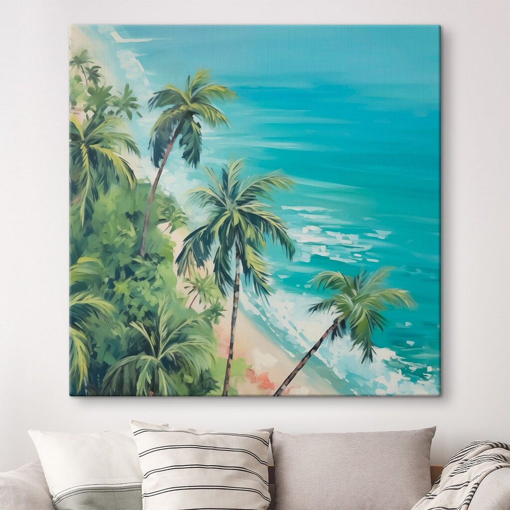 Beach with palm trees and blue water Beach with palm trees and blue water
