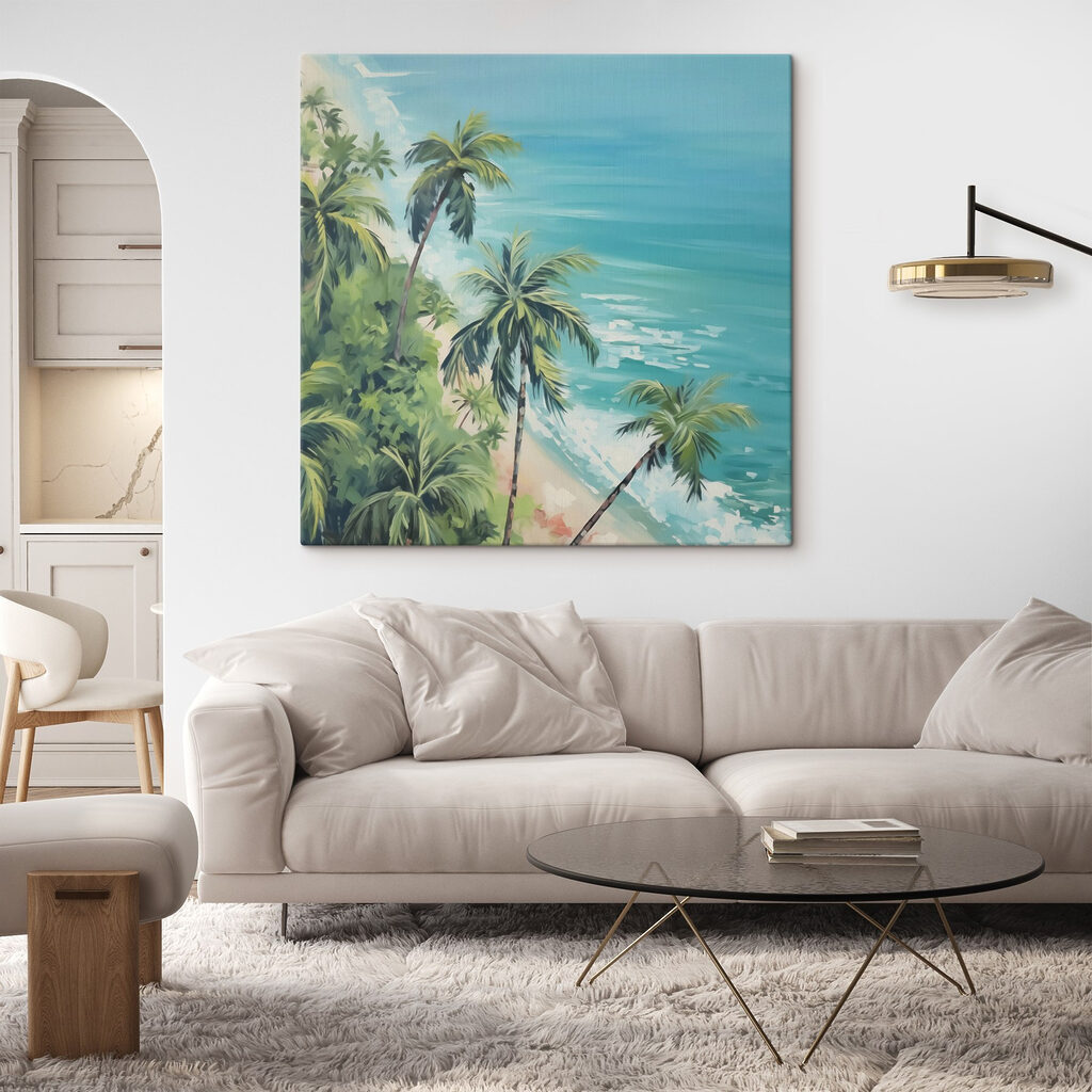 Beach with palm trees and blue water Beach with palm trees and blue water