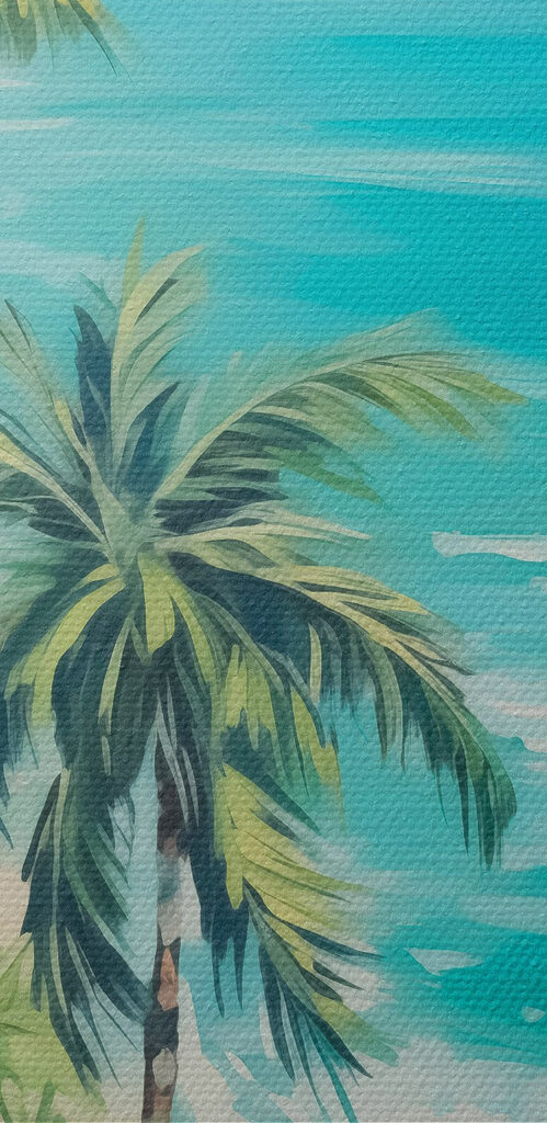 Beach with palm trees and blue water Beach with palm trees and blue water