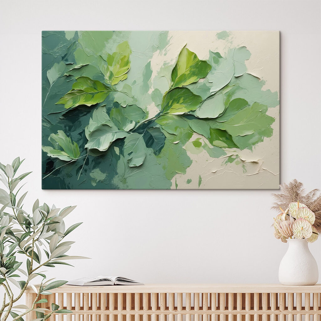 Painting of leaves on a wall