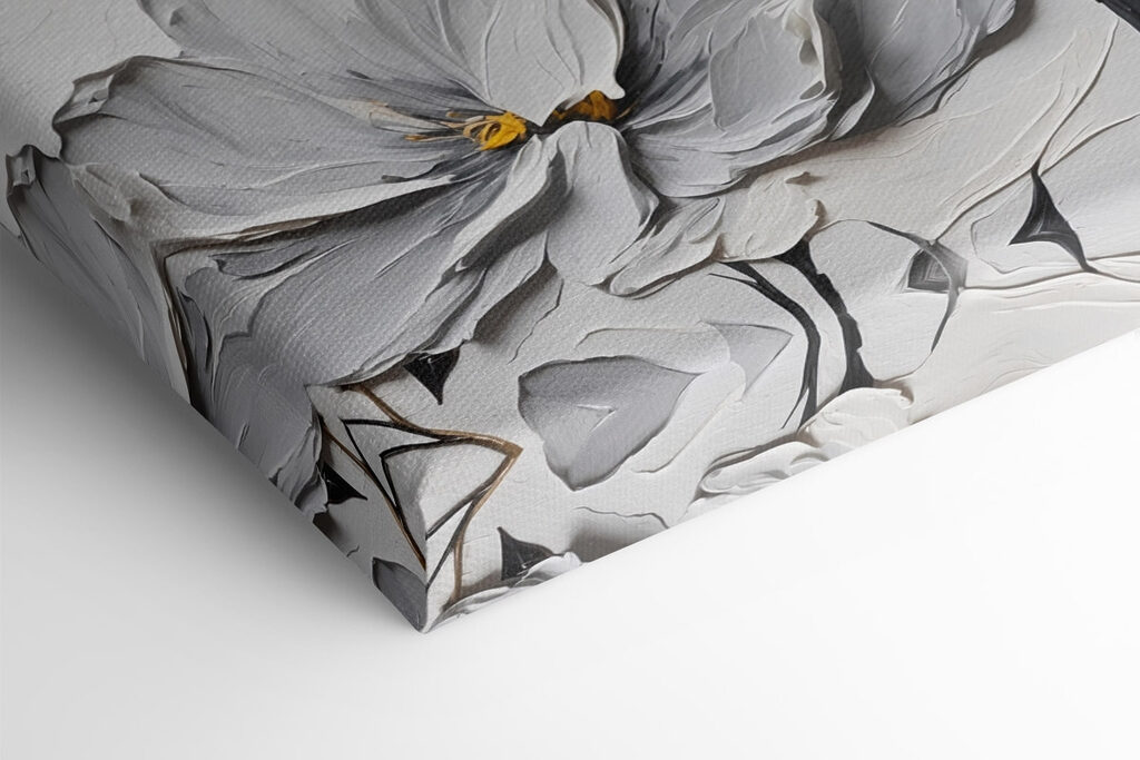 Painting of flowers on a white surface